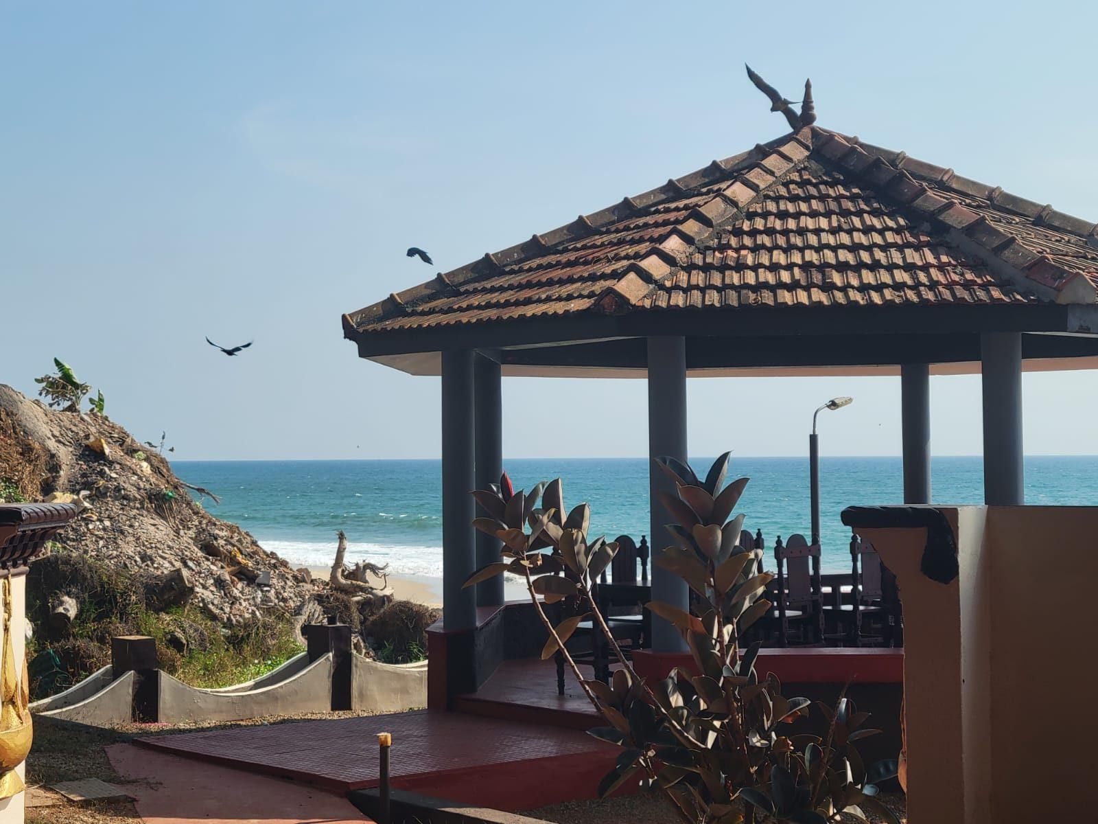 Beachside gazebo overlooking the Kerala coast